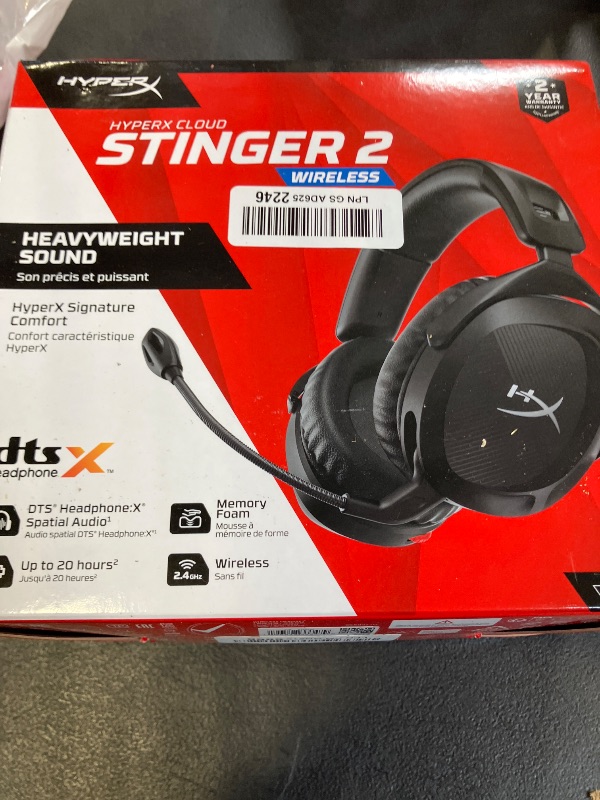 Photo 1 of HyperX Cloud Stinger 2 - Wireless Gaming Headset – Compatible with PC. Noise-cancelling Swivel-to-mute Microphone, Comfortable Memory Foam, UP to 20 hours of battery life,Black