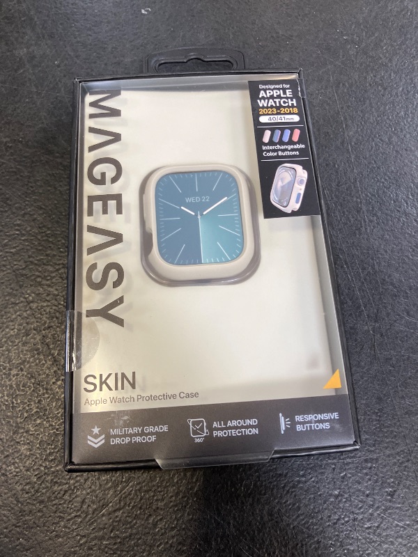 Photo 1 of MAGEASY Protective Case for 40mm Apple Watch SE3, 41mm Apple Watch Series 9, Series 8, Series 7 | Shockproof Silicone Bumper, Skin - Starlight