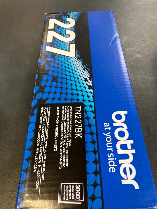 Photo 1 of Brother Genuine TN227, TN227BK, High Yield Toner Cartridge, Replacement Black Toner, Page Yield Up to 3,000 Pages, TN227BK, Amazon Dash Available