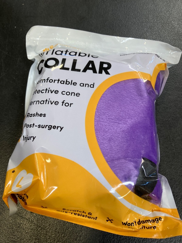Photo 1 of BENCMATE Inflatable Dog Cone Collar Alternative, Soft Dog Cone for Small Medium Large Dogs and Cats, Neck Recovery ECollar Donut Collar After Surgery (Large, Purple)