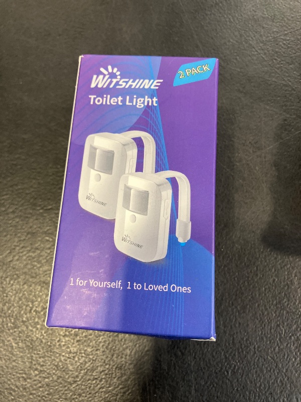 Photo 1 of 2 Pack Rechargeable Toilet Night Lights with 16-Color Motion Detection - Novelty Bathroom Bowl Light - Cool Funny Birthday Gag Stocking Stuffer Gadget Gifts for Adult Kids Men Father Dad Boys Toddlers