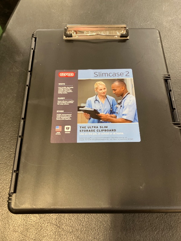 Photo 1 of Dexas Slimcase 2 Plastic Clipboard with Storage and Side Opening, Black, Office Supplies Clipboards to Organize, Carry and Store, A4 Holder, Style and Functionality Nursing Clipboards
