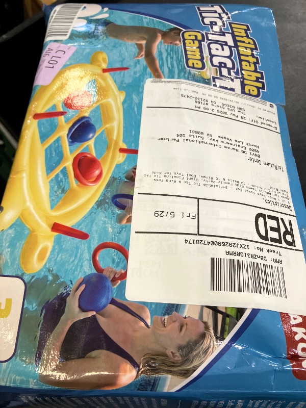 Photo 1 of 2 in 1 Pool Toys Games Set - Inflatable Tic Tac & Ring Toss Game for Adults Teens Kids Family Party, Giant Floating Tic Tac Toe with Cup Holder, 10 Balls & 10 Rings, Pool Toys for Kids Ages 8-12