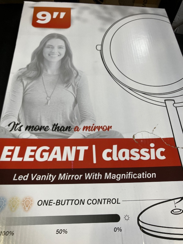 Photo 1 of 9" Rechargeable Gold Lighted Makeup Mirror with Magnification 20X/1X, Magnifying Mirror with Base Charging and Switch, Makeup Vanity Mirror with 3 Color Dimmable Lights for Dresser, Bathroom