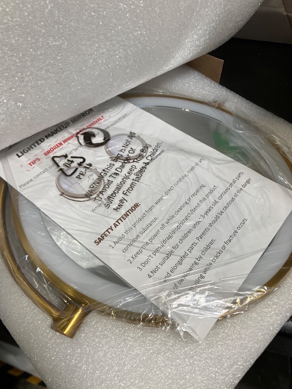 Photo 1 of 9" Rechargeable Gold Lighted Makeup Mirror with Magnification 20X/1X, Magnifying Mirror with Base Charging and Switch, Makeup Vanity Mirror with 3 Color Dimmable Lights for Dresser, Bathroom