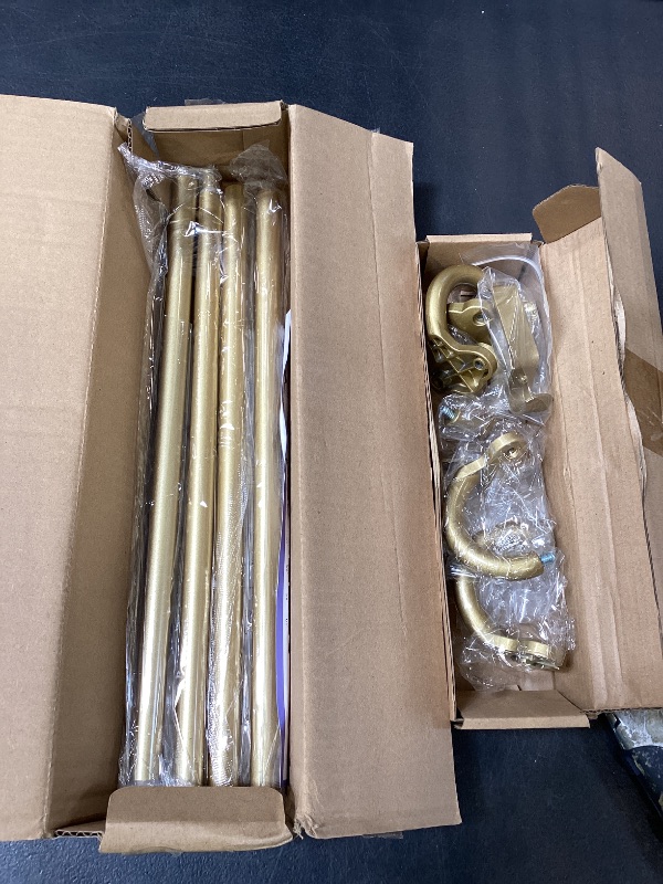 Photo 1 of TVWOO Gold Wrap Around Curtain Rods 2 Pack:Small Blackout Adjustable Window Curtain Rod for Bedroom Kitchen Apartment Renter Friendly,Room Darkening Curved Drapery Rods Easy Install,Brass Gold 28-48"