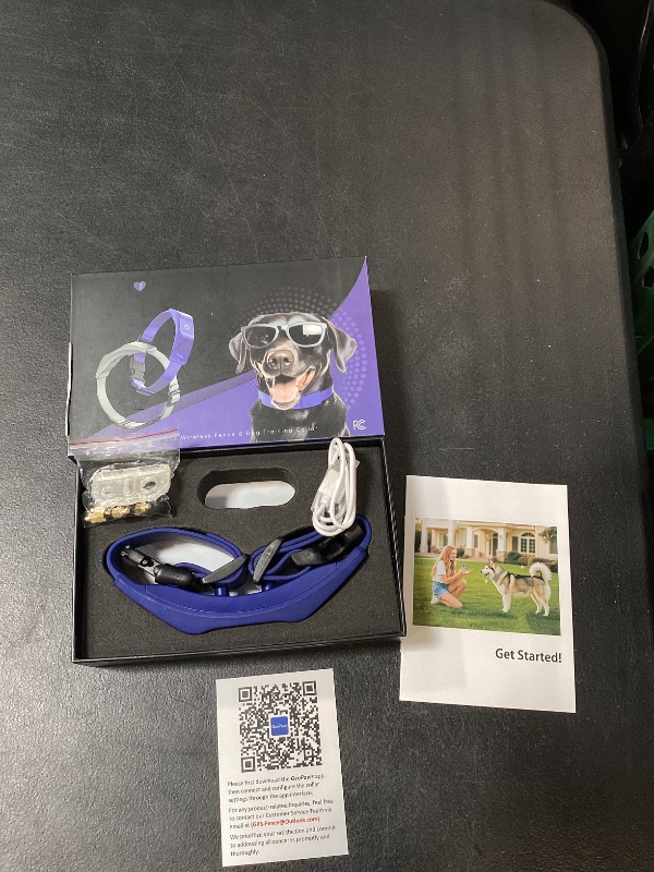 Photo 1 of GPS Electric Dog Fence with Free App, Wireless Fence System with Training Collar, Adjustable of Dogs Portable Fence for Outdoor Use, Rechargeable Waterproof Flexiable Collar, (Blue)