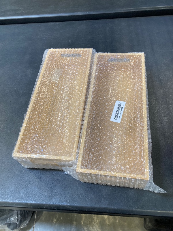 Photo 1 of 2 Pcs Wood Toilet Paper Basket Bamboo Toilet Paper Tank Topper Wooden Tray for Bathroom Bamboo Organizers and Storage with Handles Kitchen Box with 10 Pcs Silicone Non Slip Pad for Pantry