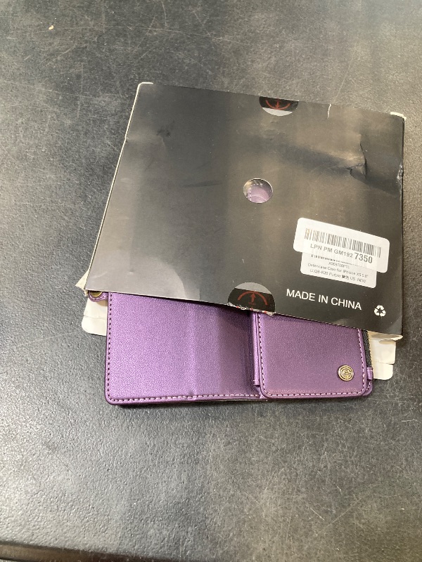 Photo 1 of Defencase Compatible with iPhone X/XS Case Wallet with RFID Blocking Card Holder for Women Men, Fashion PU Leather Magnetic Snap Flip Zipper Strap Wallet Phone Case Fit for iPhone Xs & X 5.8", Purple