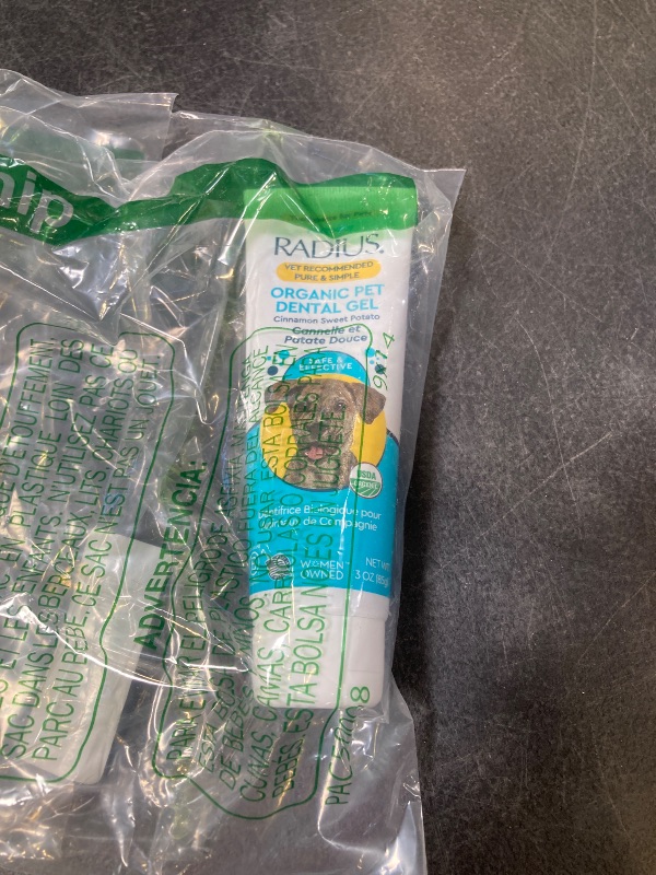 Photo 1 of RADIUS USDA Organic Canine Pet Toothpaste 1 Unit, 3 oz, Non Toxic Toothpaste for Dogs, Designed to Clean Teeth and Help Prevent Tartar and Remove Plaque, Xylitol Free