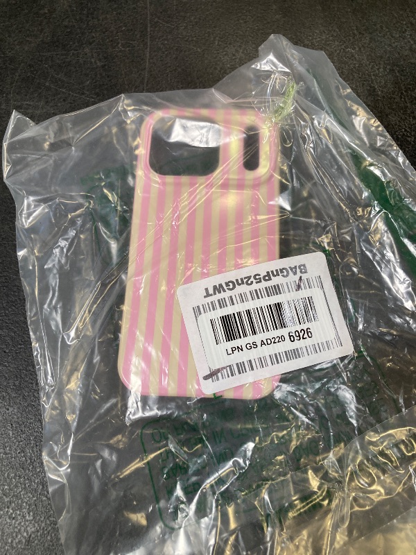 Photo 1 of Reezaddin Pink and Yellow Striped Phone Case for iPhone 17 Pro,Cute Aesthetic Retro Vertical Line Stripes Pattern Protective Trendy Cover for Girls Women 6.3 inch
