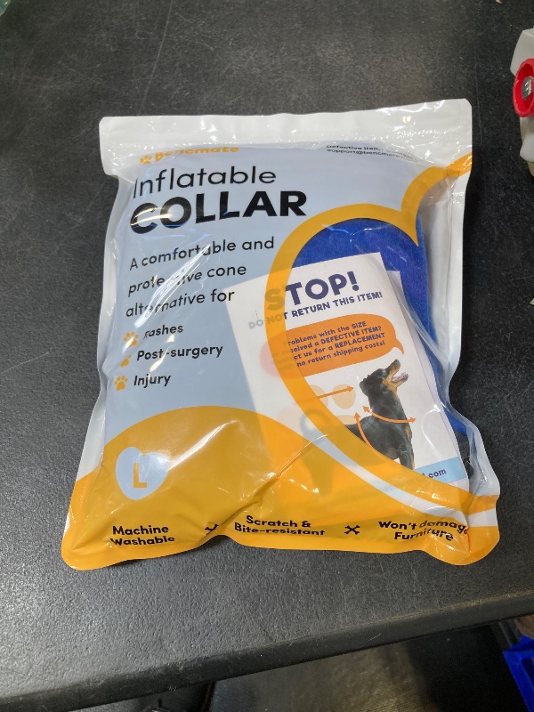 Photo 1 of BENCMATE Inflatable Dog Cone Collar Alternative, Soft Dog Cone for Small Medium Large Dogs and Cats, Neck Recovery ECollar Donut Collar After Surgery (Large, Blue)