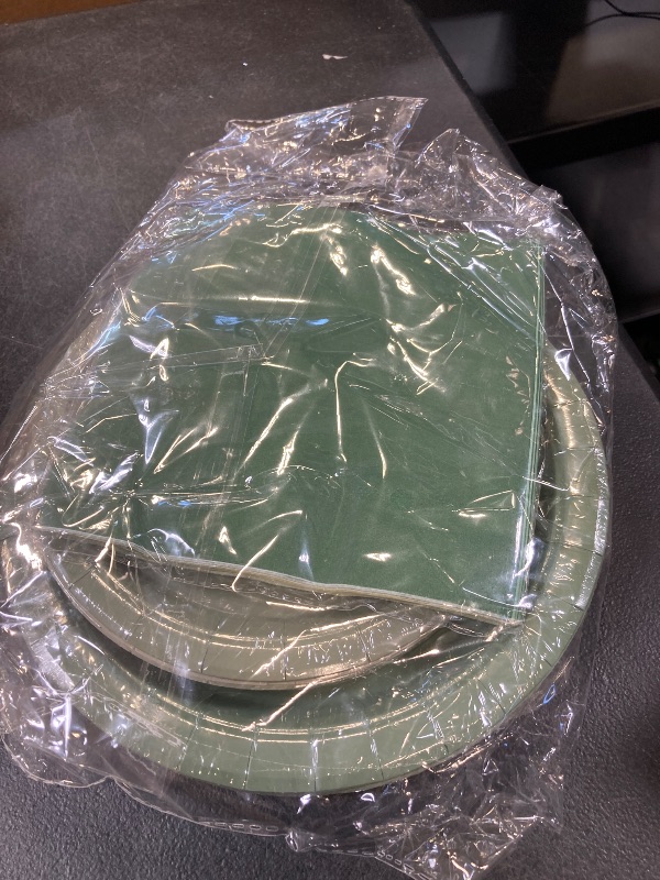 View 2 of Oigco 60 PCS Sage Green Paper Plates, Sage Green Birthday Decorations, Gradient Plates and Napkins for Birthday Wedding Bridal Baby Shower Party Supplies