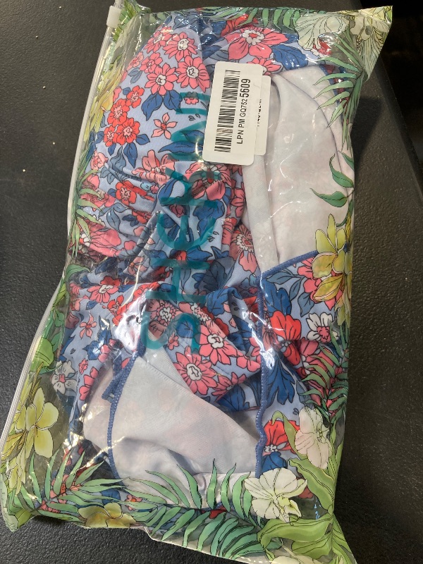 View 2 of SHEKINI Women's Crossover Ruched Skirt One Piece Swimdress Swimsuit Bathing Suit?Medium?Light Blue?