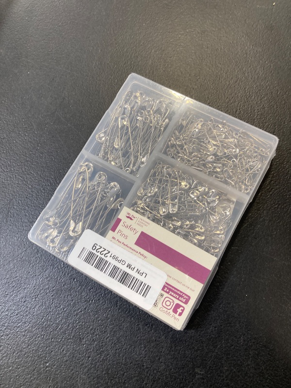 Photo 1 of Mr. Pen 300 Pack Safety Pins, Assorted 5 Different Sized, Nickel Plated Steel, Rust Resistant, Small & Large Sizes, Bulk, for Clothes, Crafts, Pinning, Sewing, Art