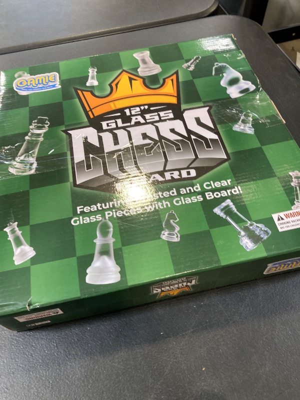 Photo 1 of Gamie Premium Glass Chess Set, 12 Inch - Elegant Design - Durable Build - 32 Frosted and Clear Pieces - Felted Bottoms - Easy to Carry - Stable & Fully Functional for Chess Lovers