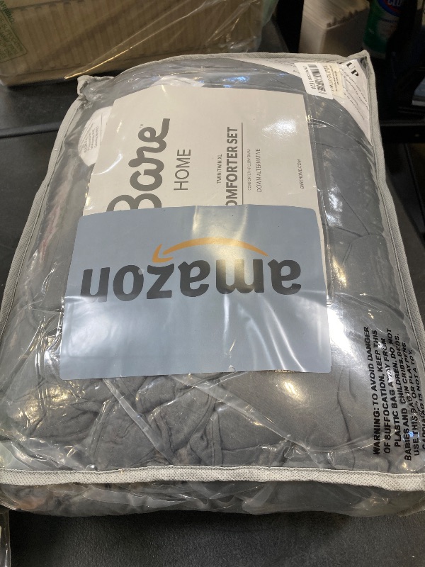 Photo 1 of Bare Home Comforter Set - Twin Extra Long Size - Ultra-Soft - Goose Down Alternative - Premium 1800 Series - All Season Warmth (Twin/Twin XL, Grey)