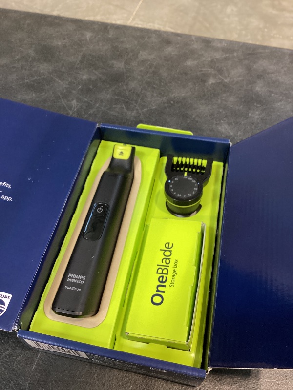 Photo 1 of Philips Norelco OneBlade Pro 360 Face + Body Electric Shaver, Beard Trimmer and Groomer, with 360 Blade Technology, 14-Length Precision Comb, Body Kit, Soft Pouch, Model QP6542/70