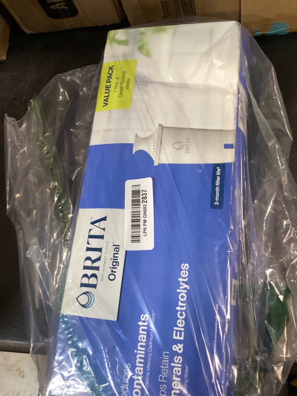 Photo 1 of Brita Standard Water Filter for Pitchers and Dispensers, Reduces Copper, Cadmium and Mercury Impurities, Lasts Two Months or 40 Gallons, Includes 6 Filters for Pitchers