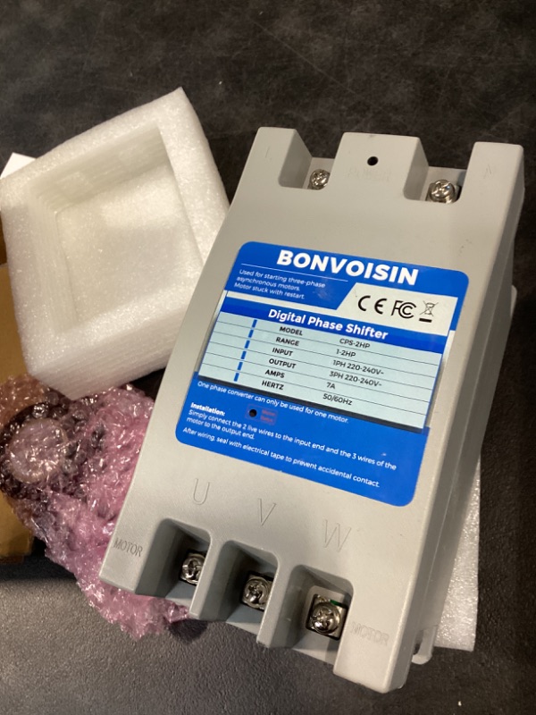 View 4 of Bonvoisin Single to 3 Phase Converter 2HP(1.5kW) Digital Phase Shifter, 7A 220V-240V Input/Output, One Converter for One Motor