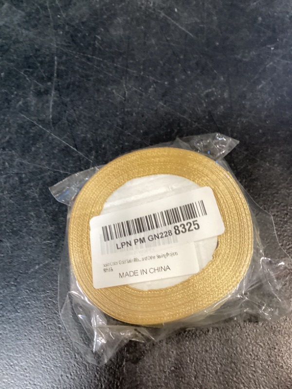 Photo 1 of Solid Color Gold Satin Ribbon, 1 Inches x 25 Yards Fabric Satin Ribbon for Gift Wrapping, Crafts, Hair Bows Making, Wreath, Wedding Party Decoration and Other Sewing Projects