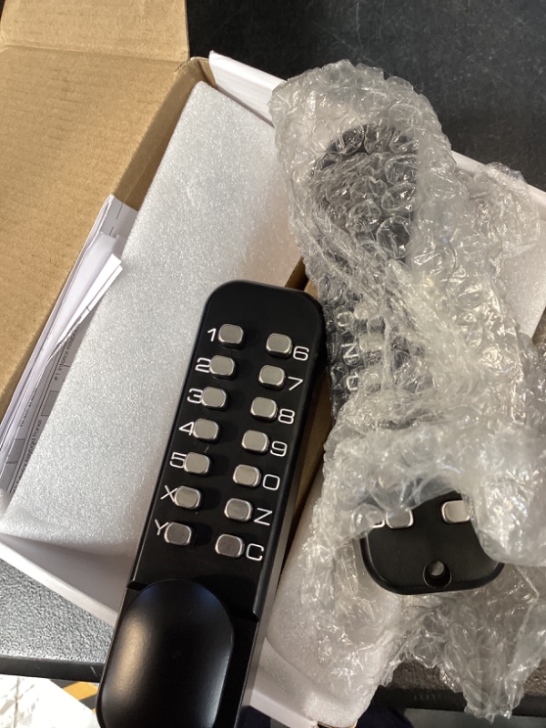 Photo 1 of ANNFUZ Full Mechanical Keyless Entry Keypad Door Knob Lock,Double-Sided Combination&Handle for Front Gate,Auto Locking,Interior Exterior Push Button Code&Lever Set for Fence,No Battery(Matte Black)