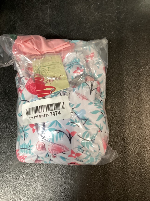 Photo 1 of Ghteas Girls Swimwear One Piece Stylish Bathing Suit Summer Beachwear Layered Scalloped Edges Cute Pink Adjustable Straps Flamingo Print Girl Swimsuits Size 7-8