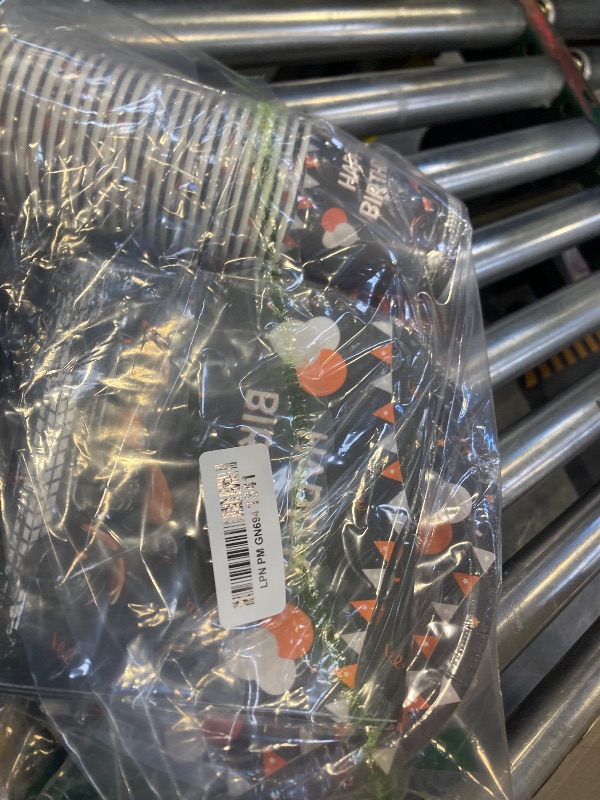 Photo 1 of MEHOFOND Motorcycle Birthday Party Decorations for Boys, Orange Black Motorcycle Birthday Plates and Napkins, Cruise On Over Paper Plates with Plastic Tablecloth, Dirt Bike Bday Party Decor,Serve 24