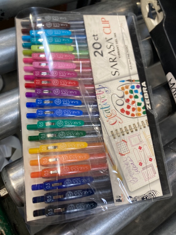 View 2 of Zebra Pen Sarasa Clip Retractable Gel Pen, 0.5mm Fine Point, Rainbow Assorted Vibrant Ink Color, Water-Based, Ideal for Office and School, Journal, Note Taking and Planner Use, 20-Pack (47220)