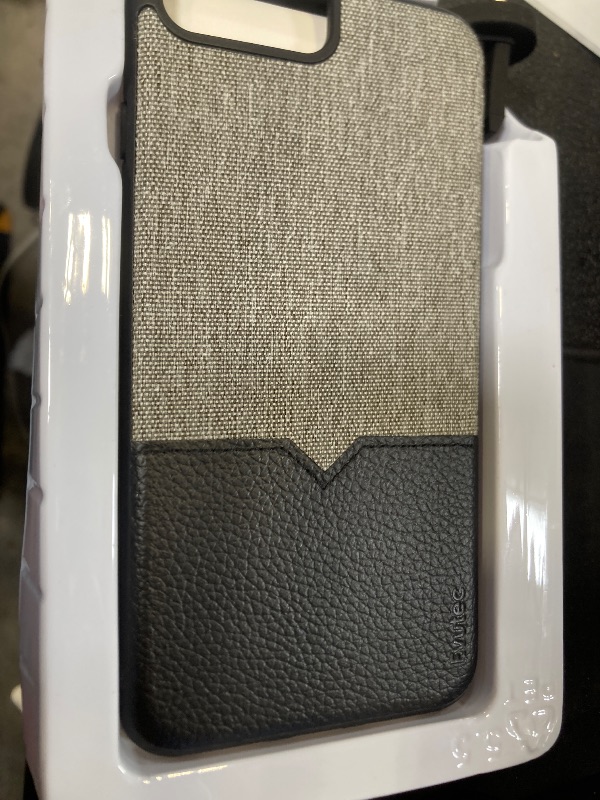 Photo 1 of Evutec Compatible with iPhone 6 Plus/6s Plus/7 Plus/8 Plus Unique Heavy Duty Case Leather + TPU Shockproof Interior Drop Protection Phone Cover-Canvas/Black (AFIX+ Vent Mount Included)
