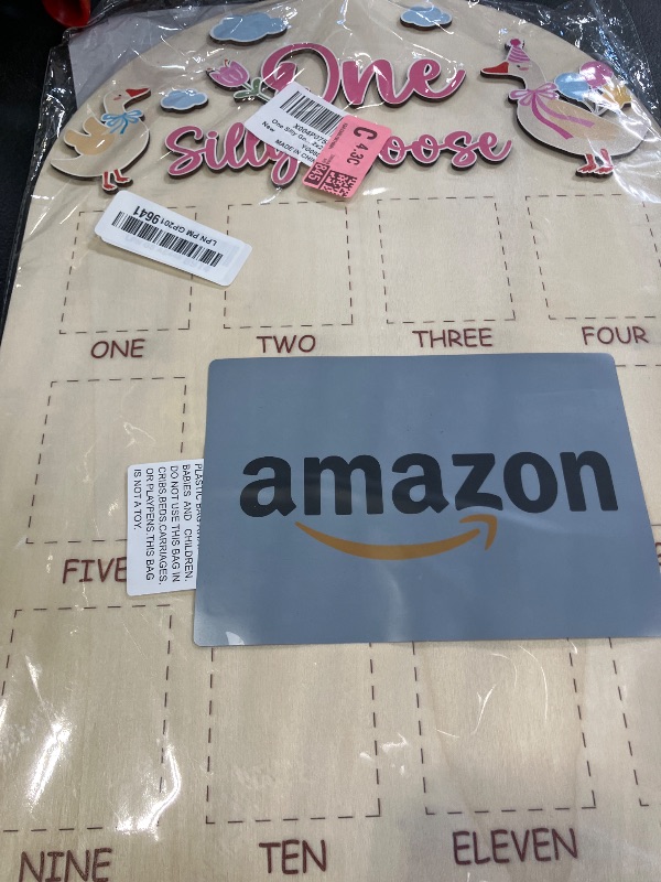 Photo 1 of One Silly Goose Photo Board Goose Themed Birthday Party Decoration Wooden Board 12 Monthly Milestone Picture Frame One Year Old 1st Birthday Banner for Baby Girl Keepsake Gift Supply(Fit 2x2.8in Pic)