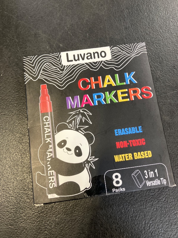 View 2 of Luvano Window Chalk Markers for Glass Washable, 7mm 3-in-1 Jumbo Liquid Chalk Marker Thick Nib, Erasable Car Paint Pens for Auto Window, Mirror, LED Board, Bistro & Poster Art - 8 Colors