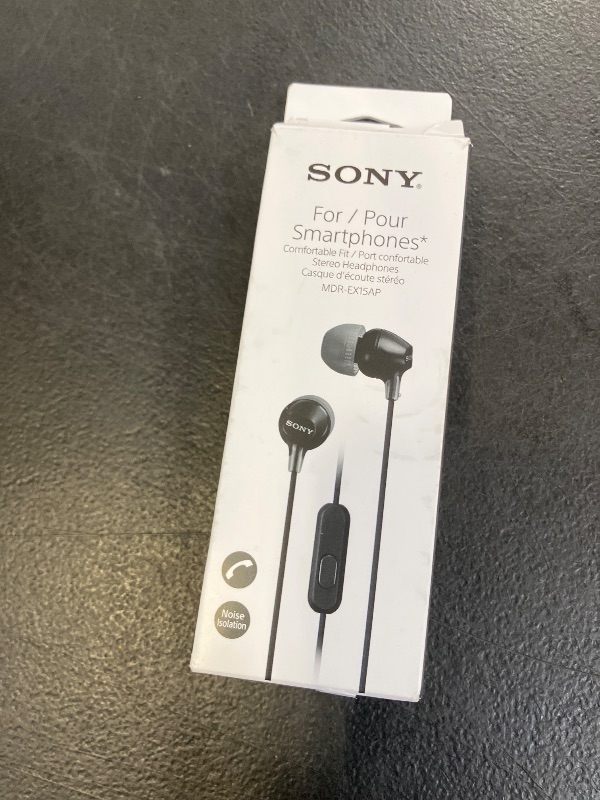 Photo 1 of Sony MDREX15AP In-Ear Earbud Headphones with Mic, Black (MDREX15AP/B)