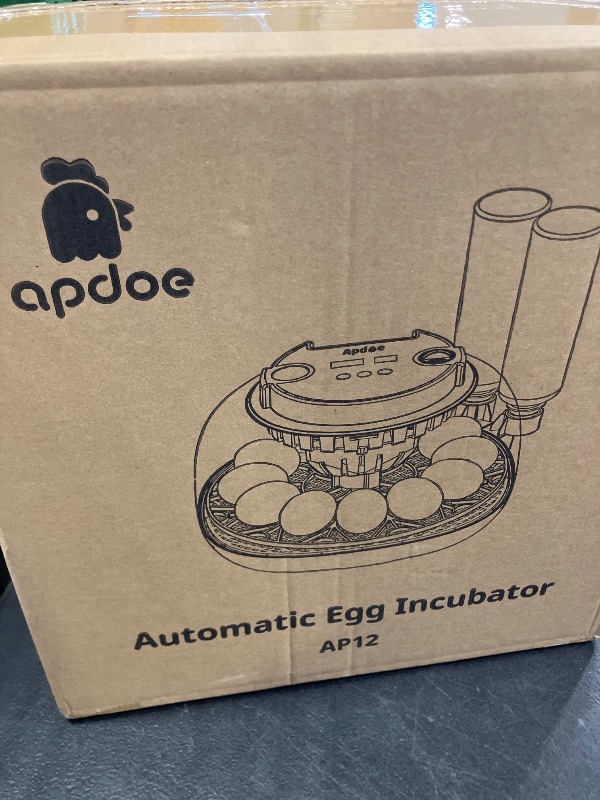 Photo 1 of APDOE Egg Incubators for Hatching Eggs, Temperature and Humidity Control, Automatic Egg Turning, Egg Candler, External Water Bottle, Air Vent, for Chicken, Duck & Quail Eggs, 12 Eggs