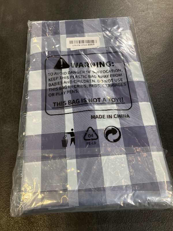 Photo 1 of misaya 4 Packs Buffalo Disposable Table Cloth, 54 x 108 Inch Waterproof Plastic Tablecloth, Rectangle Navy and White Checkered Table Covers for Picnic, Birthday, 4th of July Party