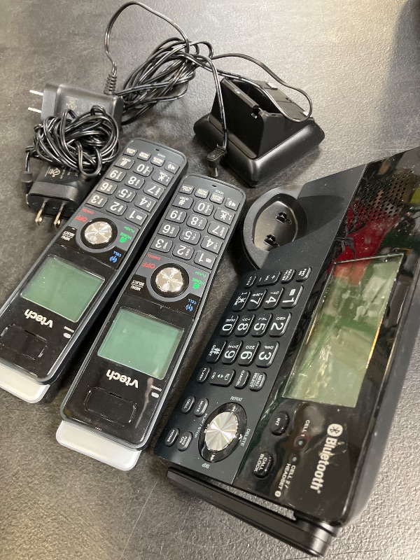 Photo 1 of VTech IS8128-21 Super Long Range 2-Handset DECT 6.0 Cordless Phone for Home with Answering Machine, 2300 ft Range, Call Blocking, Bluetooth Connect to Cell, Intercom