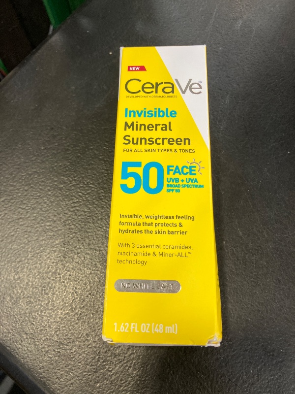 Photo 1 of CeraVe Invisible Mineral Sunscreen SPF 50, Face Sunscreen for Sensitive Skin With Zinc Oxide & Titanium Dioxide, Vitamin E + Niacinamide + Ceramides, Oil Free, Travel Size 1.62 oz