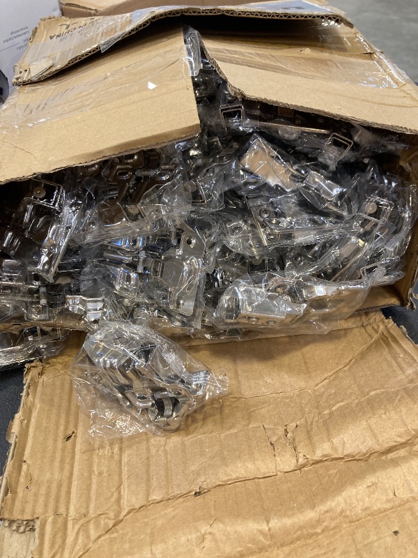 Photo 1 of Mirdinner Cabinet Hinges - 100 Pack for 1/2 inch Overlay Cabinet, Face Frame Concealed 105Deg Self Closing Hinges, Stainless Soft Close Cabinet Door Hinges with Mounting Screws and Repair Plate