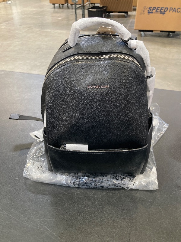 Photo 1 of Michael Kors Sable Medium Backpack, Silver-Tone Hardware/Black