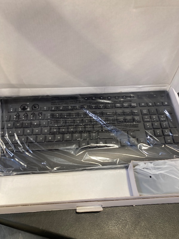 Photo 1 of Trueque KM31 Wireless Keyboard and Mouse Combo - Full-Size Quiet Typing with Palm Rest, Phone Holder, Multimedia Keys, Power Switch, Batteries Included, Compatible with Windows, Chrome OS, PC, Laptop