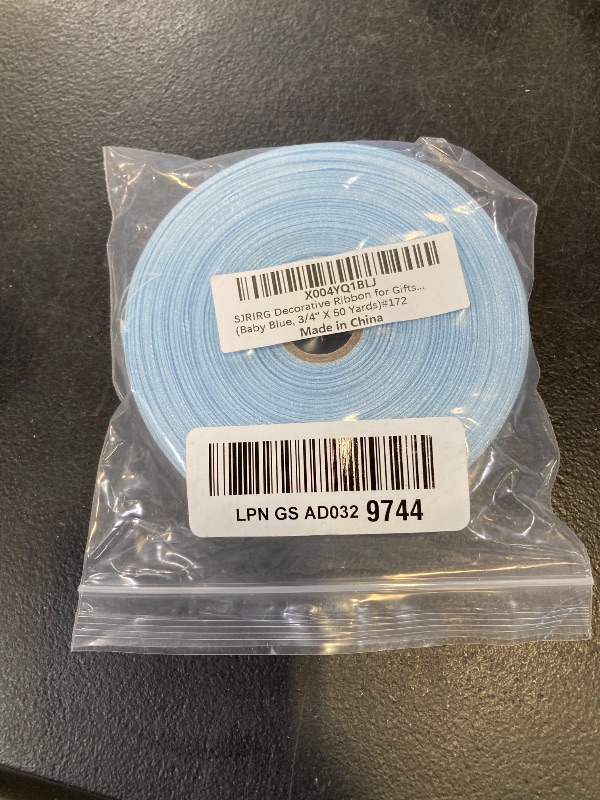 Photo 1 of Sjrirg Baby Blue 3/4 Inch Satin Ribbon 50 Yards Single Face Polyester for Gift Wrapping Wedding Decorations Christmas Crafts Hair Bows