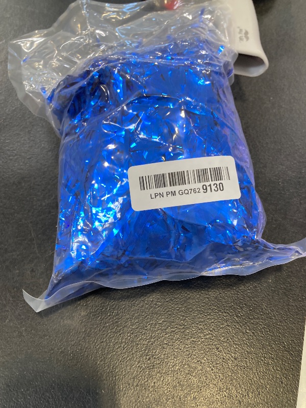 Photo 1 of Ottwll 150 Grams Blue Crinkle Cut Paper Shred Filler, Sparkly Film PP Hamper Shreds for Gift Box Bag Basket DIY Crafts Supplies Easter Grass Gift Box Filling
