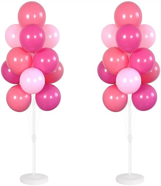 Photo 1 of Leesoot 2 Sets 62inch Pink Floor Balloon Column Kit Stand with Balloon Backdrop Decoration for Graduation Wedding Birthday Baby Shower Gender Reveal Party Balloon Tower Balloon Tree