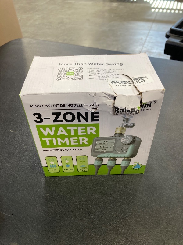 Photo 1 of RAINPOINT 3 Zone Water Timer with Brass Inlet & Outlet, 3 Custom Watering Plans Sprinkler Timer, Featuring IP65 Waterproof,Rain Delay, Manual & Automatic Watering with Large LCD for Yard, 2026 Ver.