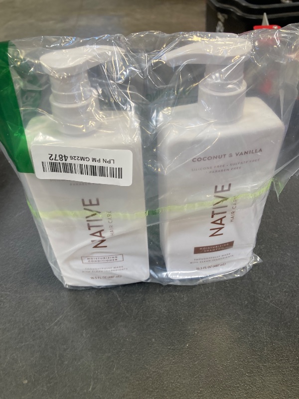 Photo 1 of Native Shampoo and Conditioner Contain Naturally Derived Ingredients| All Hair Type Color & Treated, Fine to Dry Damaged, Sulfate & Dye Free - Coconut & Vanilla, 16.5 fl oz each (2 pack)