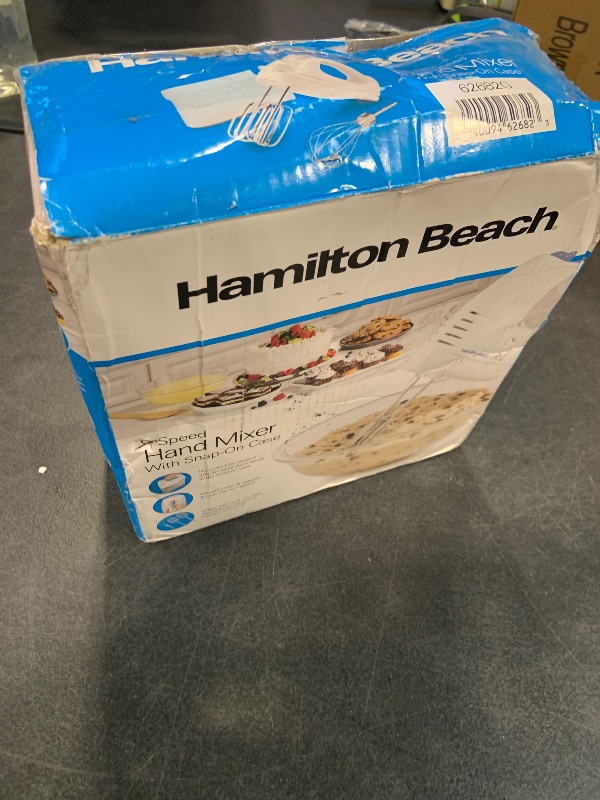 Photo 1 of Hamilton Beach 6-Speed Electric Hand Mixer with Whisk, Traditional Beaters, Snap-On Storage Case, 250 Watts, White