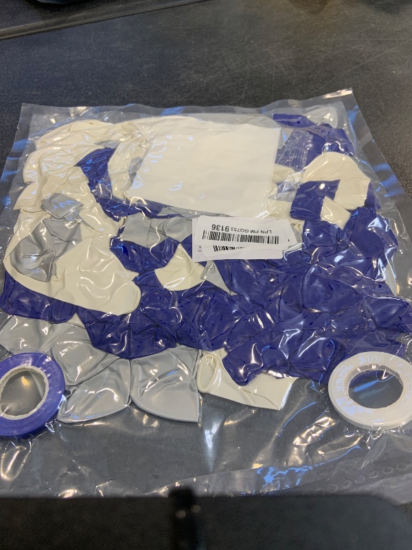 Photo 1 of 136pcs Blue White Silver Balloon Garland Kit - 18/12/10/5 Inch Royal Blue, Silver Confetti Balloon Arch for New Year, Graduation, Birthday, Father’s Day Decor