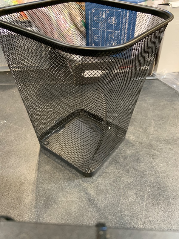 Photo 1 of Mind Reader Mesh Trash Can, Waste Paper Basket, Square, Office, Metal Mesh, 9.75"L x 9.75"W x 12.25"H,  Black