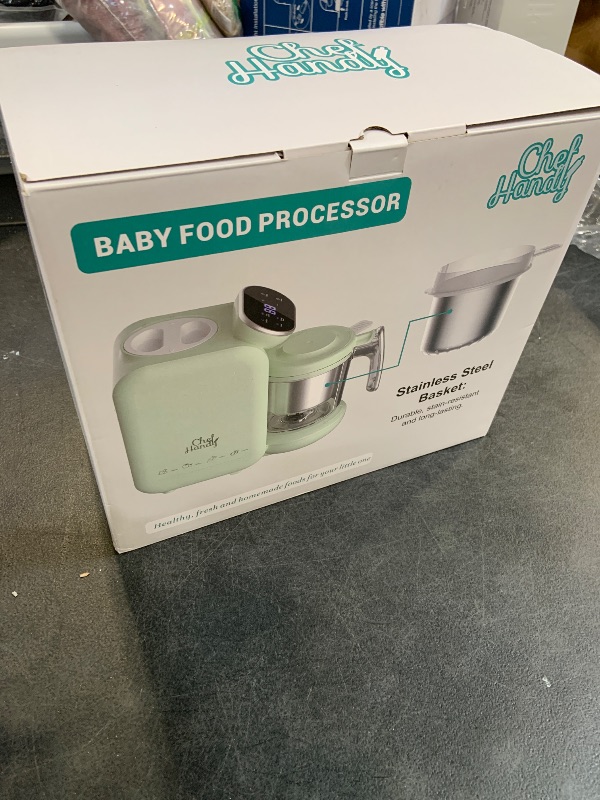 View 3 of Chefhandy Baby Food Maker with Stainless Steel Steam Basket | 5-in-1 Baby Food Processor, Steamer & Blender for Homemade Baby Food, BPA-Free, 6 Reusable Pouches, Ideal for Newborns & Infants, Green