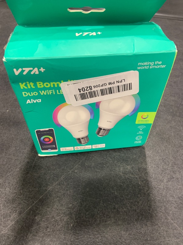 Photo 1 of VTA+ Smart Light LED Bulb Kit x2 E27 RGB - WiFi 2.4Ghz only, Alexa and Google Home Compatible, Adjustable Colors & Temperature, Easy Installation and Setup, 9W, 800 Lumens